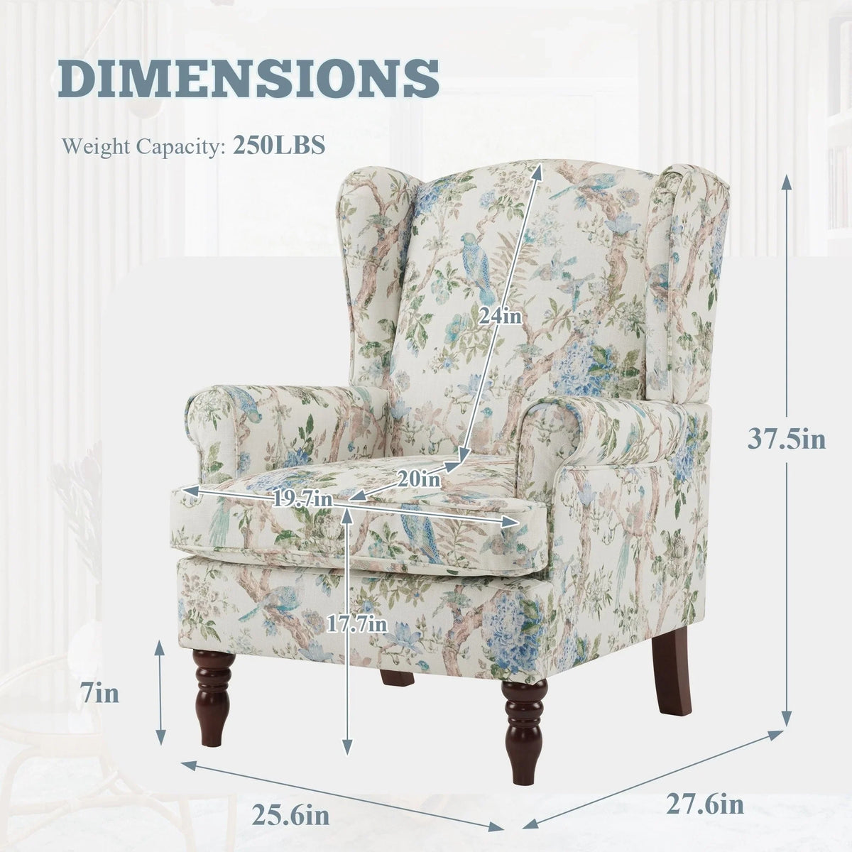 Fauteuil d'appoint moderne Erommy, fauteuil à dossier haut, canapé simple en tissu rembourré avec boutons et pieds en bois pour salon