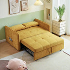 Canapé-lit gigogne en tissu chenille jaune - 39,00 x 53,50 x 31,50