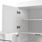 Garde-manger de cuisine autoportant 77H, armoire de rangement de style ferme avec étagères réglables, étagères de porte, tiroirs et casiers à vin - ModernLuxe