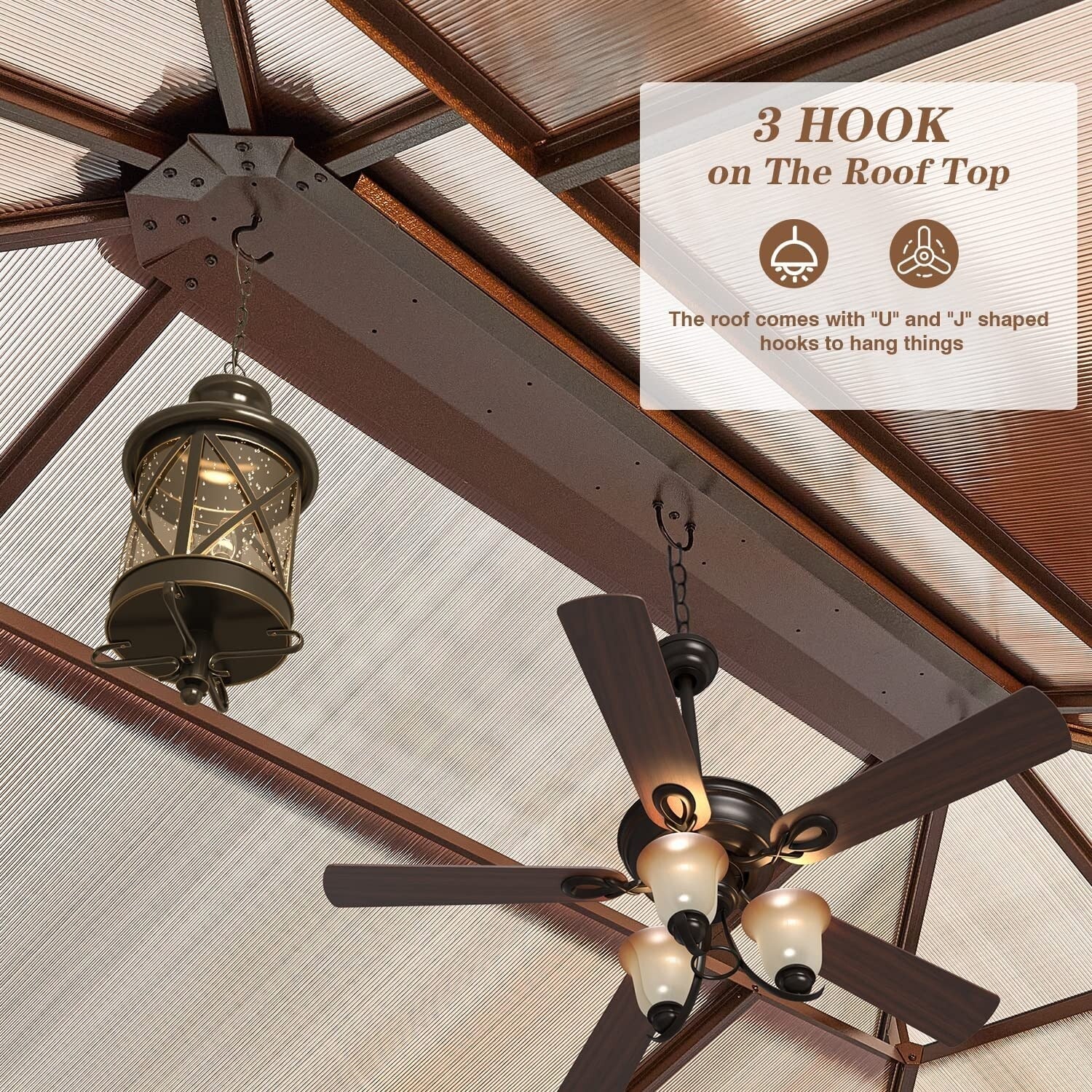 Tonnelle EROMMY à toit rigide, pergola extérieure avec double toit, moustiquaire et rideaux, auvent robuste pour patio, jardin, fête au bord de la piscine