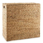 Panier à linge Casafield à 2 sections avec couvercle et sacs de doublure amovibles, trieur de linge tressé en jacinthe d'eau pour vêtements