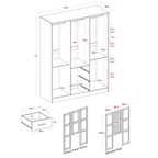 Palace Imports Armoire Cosmo 3 portes 100 % bois massif avec portes en bois massif ou portes miroir