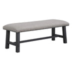 Banc Callen OS Home and Office Furniture avec cadre gris antique et garniture à clous bronze antique en tissu gris