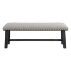 Banc Callen OS Home and Office Furniture avec cadre gris antique et garniture à clous bronze antique en tissu gris