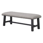 Banc Callen OS Home and Office Furniture avec cadre gris antique et garniture à clous bronze antique en tissu gris