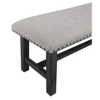 Banc Callen OS Home and Office Furniture avec cadre gris antique et garniture à clous bronze antique en tissu gris