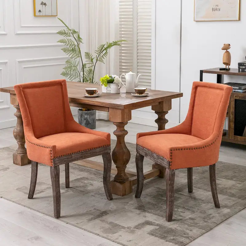 Chaise de salle à manger Ultra Side avec tissu épaissi et clous décoratifs en bronze