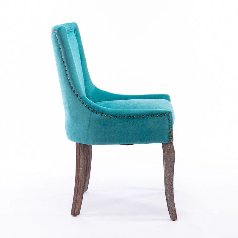 Chaise de salle à manger Ultra Side avec tissu épaissi et clous décoratifs en bronze