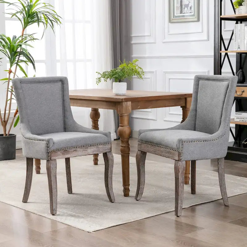 Chaise de salle à manger Ultra Side avec tissu épaissi et clous décoratifs en bronze