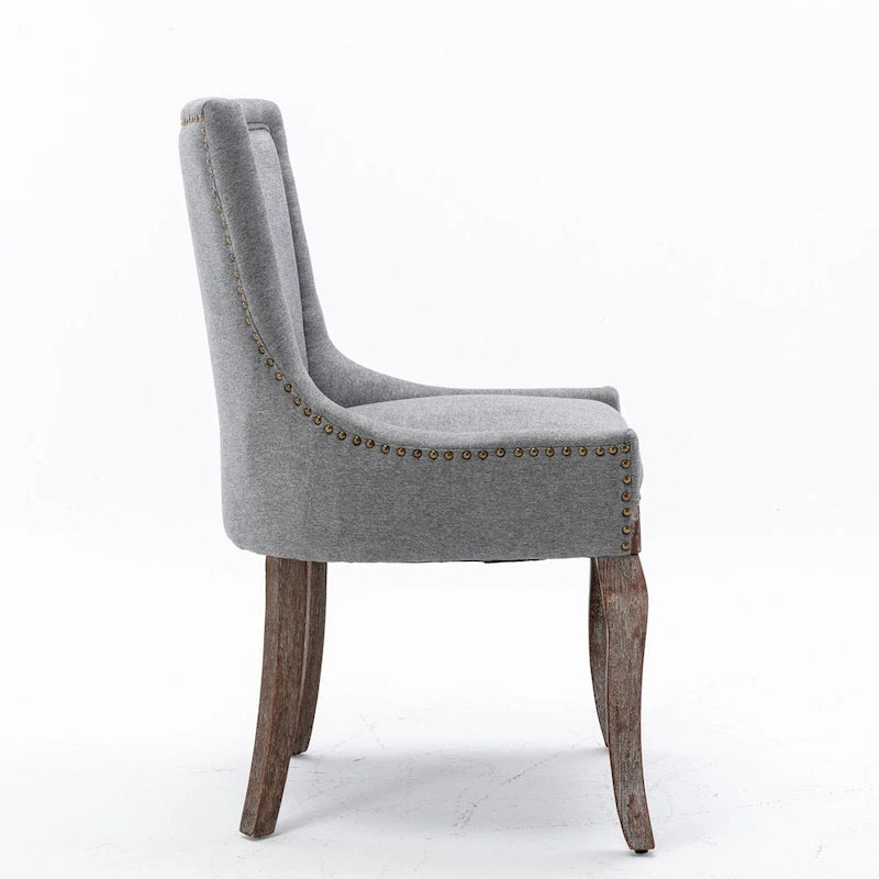Chaise de salle à manger Ultra Side avec tissu épaissi et clous décoratifs en bronze