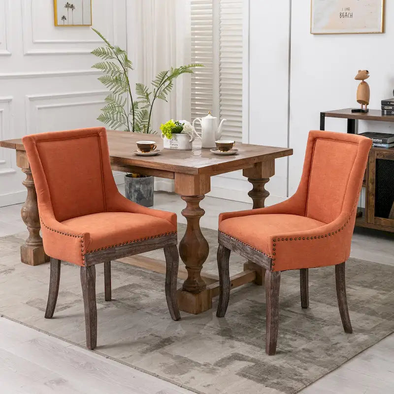 Chaise de salle à manger Ultra Side avec tissu épaissi et clous décoratifs en bronze