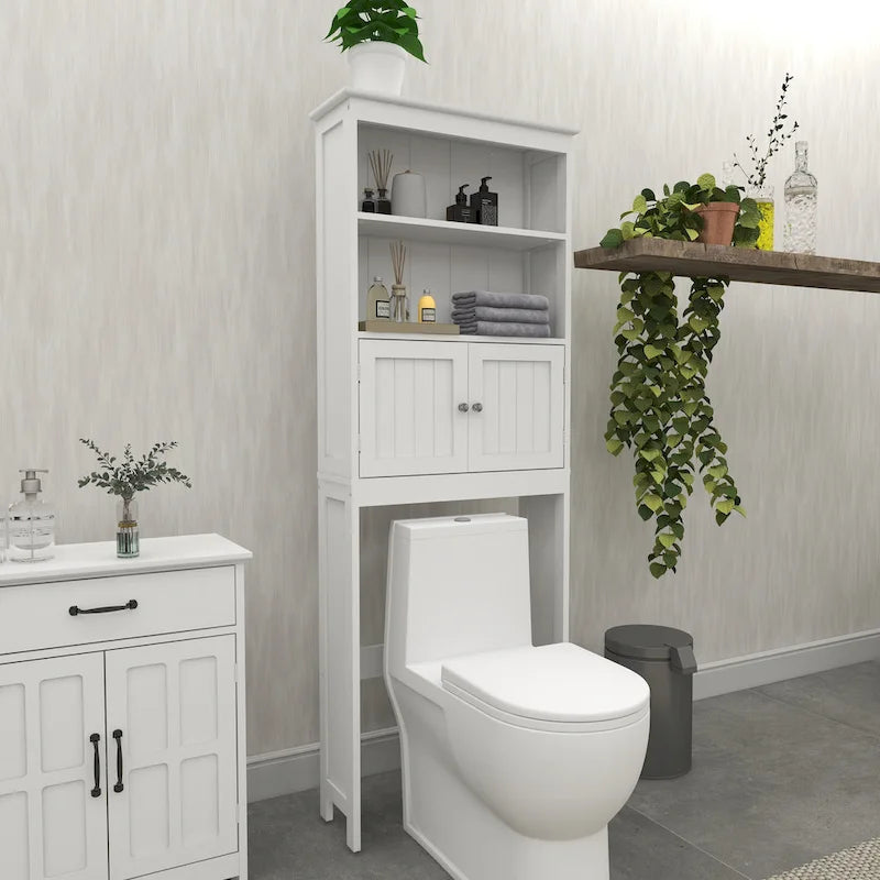 Étagère de salle de bain au-dessus des toilettes avec 2 portes - 23 x 63 x 177 cm