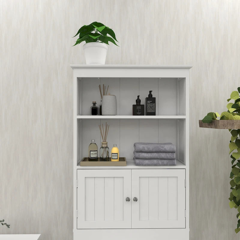 Étagère de salle de bain au-dessus des toilettes avec 2 portes - 23 x 63 x 177 cm