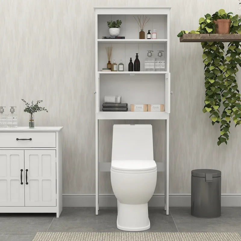 Étagère de salle de bain au-dessus des toilettes avec 2 portes - 23 x 63 x 177 cm