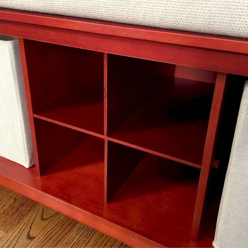 Banc d'entrée en bois massif John Louis Home avec 4 compartiments à chaussures, acajou