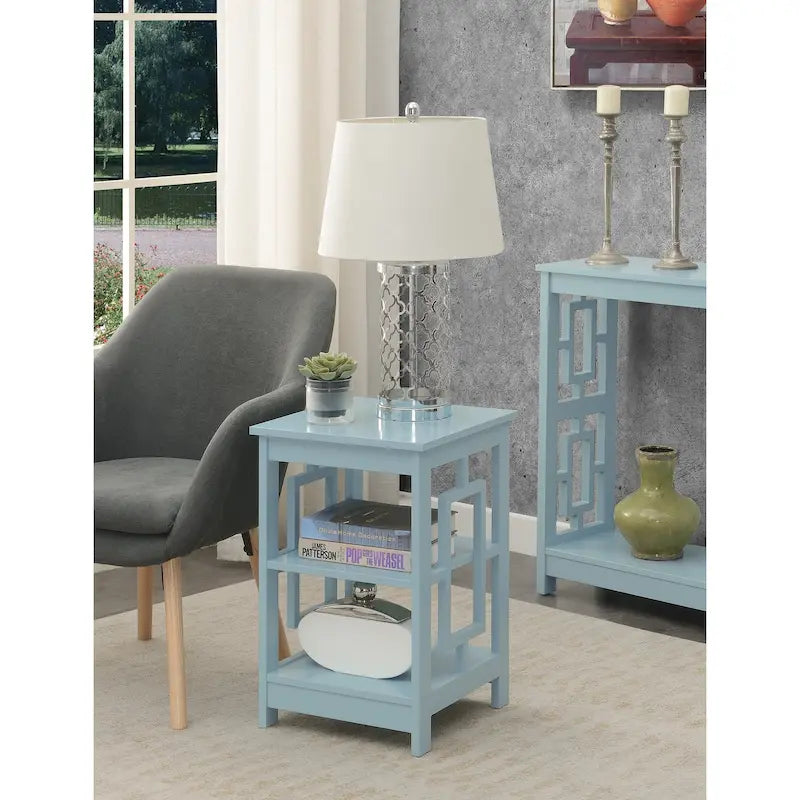Table d'appoint carrée avec étagères