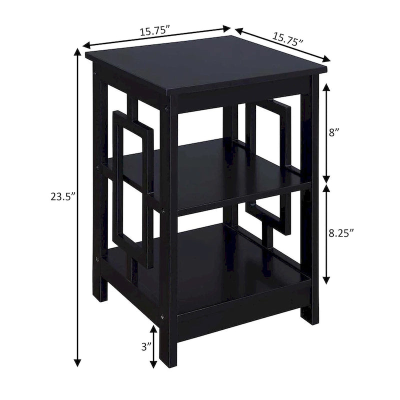 Table d'appoint carrée avec étagères
