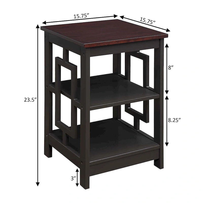 Table d'appoint carrée avec étagères