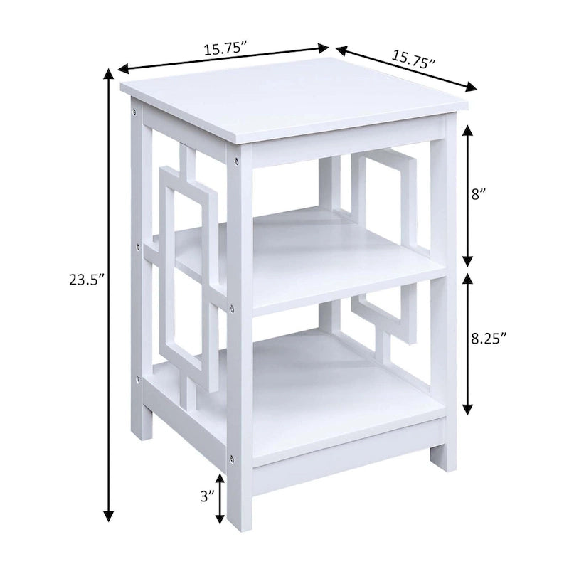 Table d'appoint carrée avec étagères