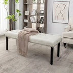 Banc d'appoint Porthos Home Gil en tissu avec pieds en bois d'hévéa