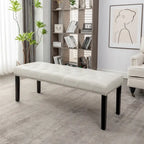 Banc d'appoint Porthos Home Gil en tissu avec pieds en bois d'hévéa