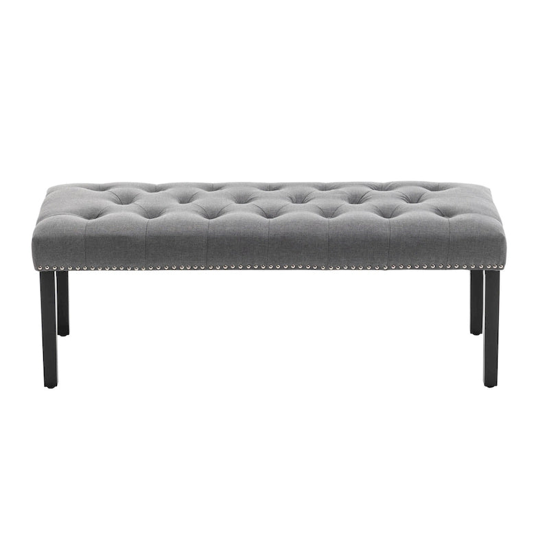 Banc d'appoint Porthos Home Gil en tissu avec pieds en bois d'hévéa
