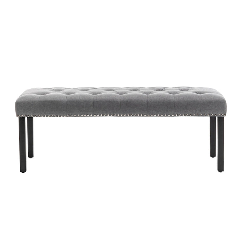 Banc d'appoint Porthos Home Gil en tissu avec pieds en bois d'hévéa