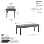 Banc d'appoint Porthos Home Gil en tissu avec pieds en bois d'hévéa