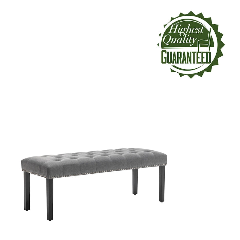 Banc d'appoint Porthos Home Gil en tissu avec pieds en bois d'hévéa