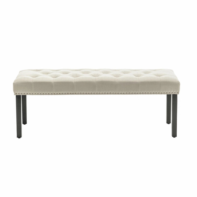 Banc d'appoint Porthos Home Gil en tissu avec pieds en bois d'hévéa