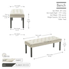 Banc d'appoint Porthos Home Gil en tissu avec pieds en bois d'hévéa