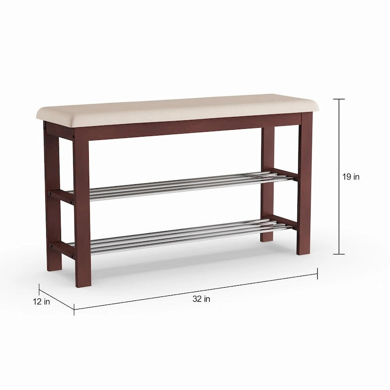 Banc à chaussures Porch & Den Champa en métal et bois