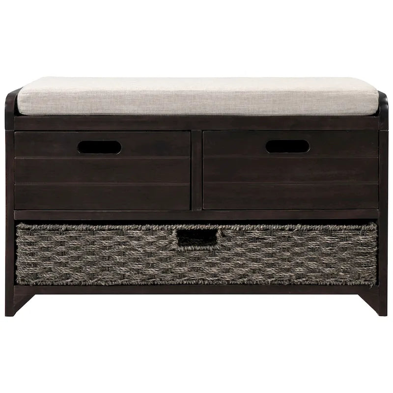 Banc de rangement avec panier amovible et 2 tiroirs