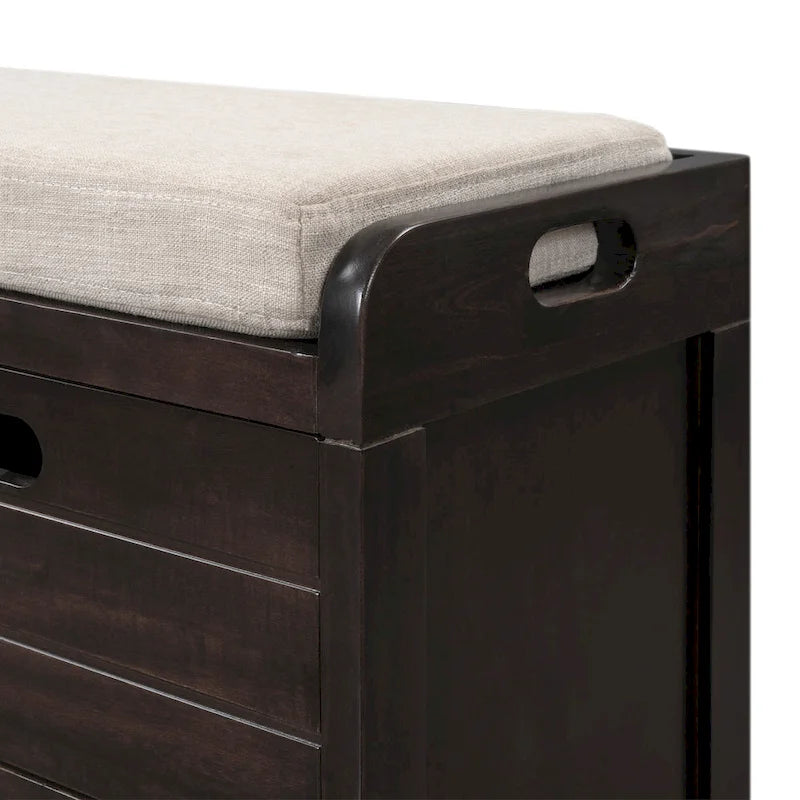 Banc de rangement avec panier amovible et 2 tiroirs