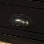 Banc de rangement rustique avec 3 tiroirs et 3 paniers en rotin