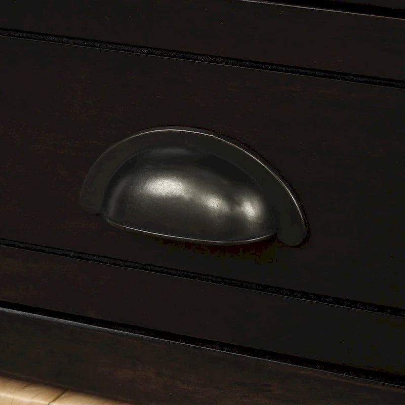 Banc de rangement rustique avec 3 tiroirs et 3 paniers en rotin