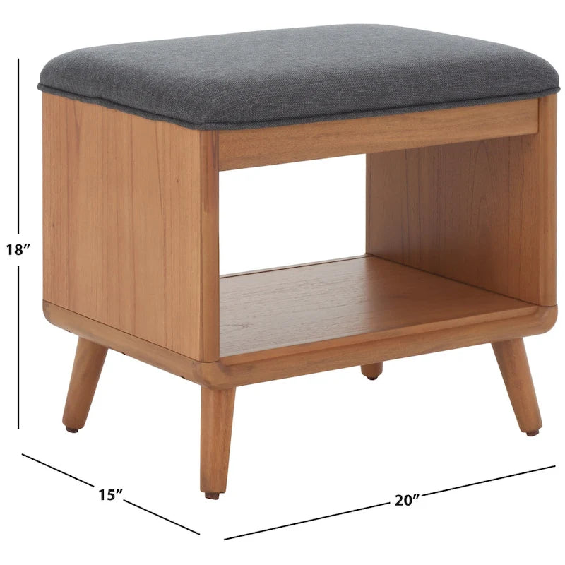 Banc Solo SAFAVIEH avec coussin et étagère ouverte – 50,8 cm (L) x 38,1 cm (P) x 45,7 cm (H)