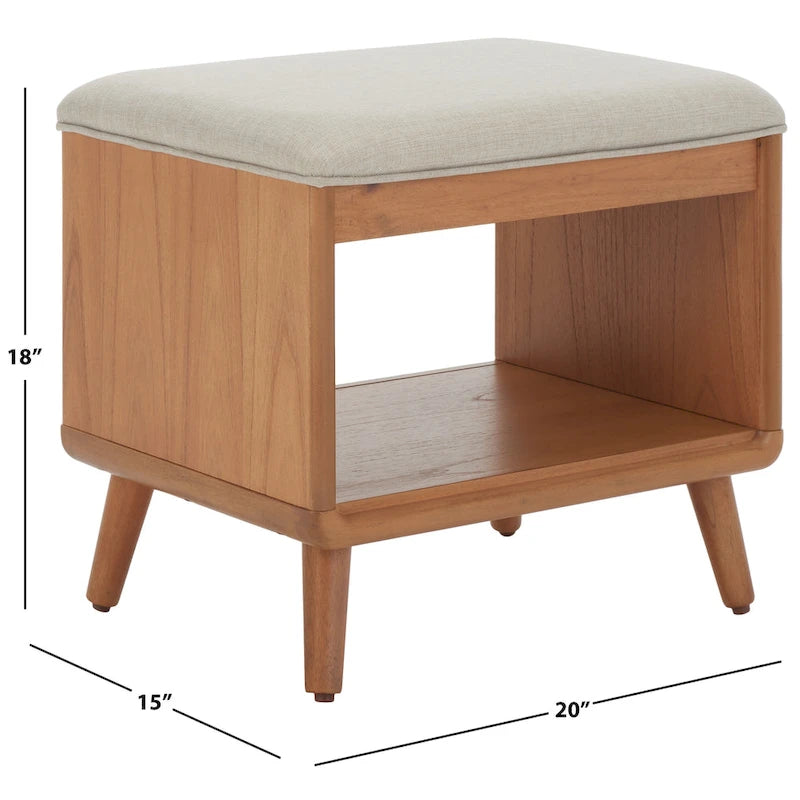 Banc Solo SAFAVIEH avec coussin et étagère ouverte – 50,8 cm (L) x 38,1 cm (P) x 45,7 cm (H)