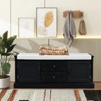 Tabouret à chaussures, 2 tiroirs, 2 coussins amovibles, casier de salon, entrée