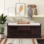 Tabouret à chaussures, 2 tiroirs, 2 coussins amovibles, casier de salon, entrée