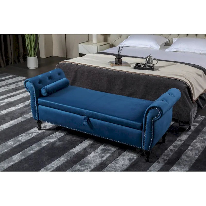 Tabouret de canapé rectangulaire multifonctionnel en velours 63
