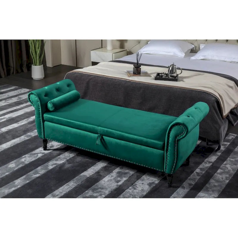 Tabouret de canapé rectangulaire multifonctionnel en velours 63