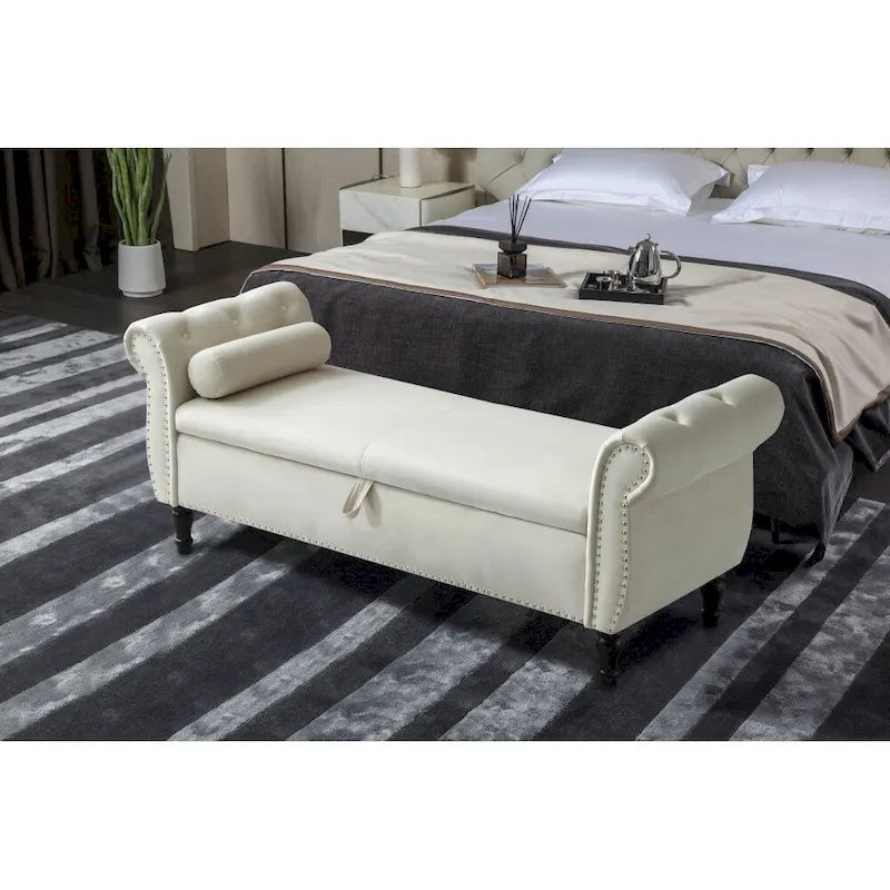 Tabouret de canapé rectangulaire multifonctionnel en velours 63