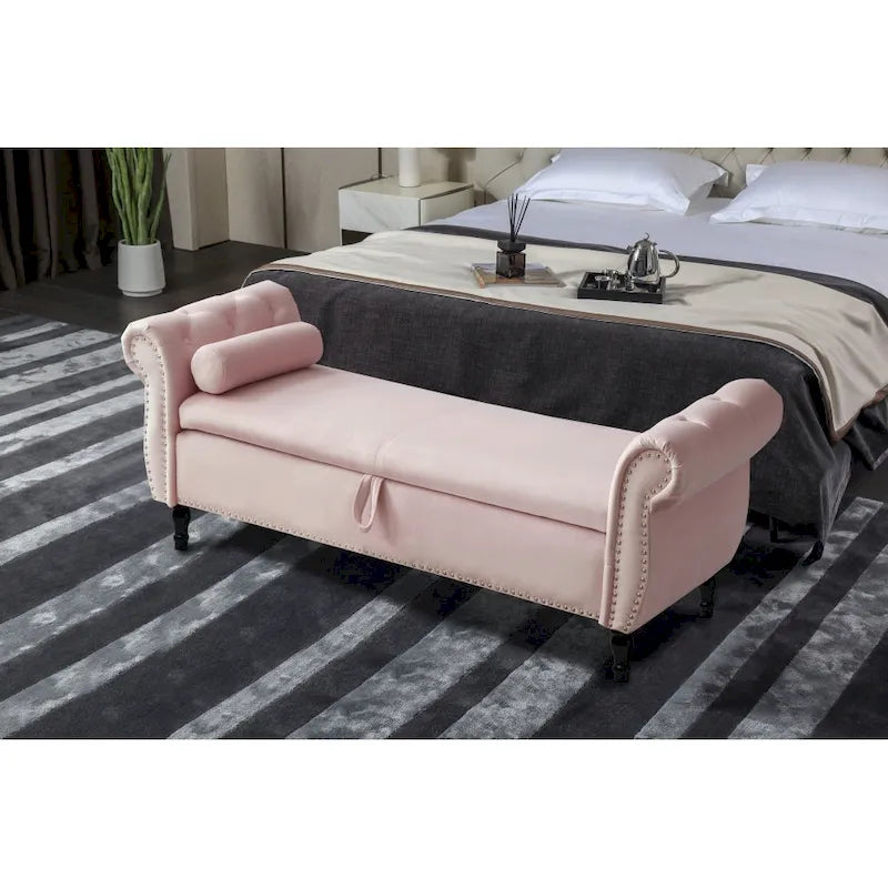 Tabouret de canapé rectangulaire multifonctionnel en velours 63