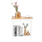 Table de chevet étroite à 2 niveaux en MDF, 61 cm de large, blanche