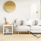 Table de chevet étroite à 2 niveaux en MDF, 61 cm de large, blanche