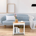 Table de chevet étroite à 2 niveaux en MDF, 61 cm de large, blanche