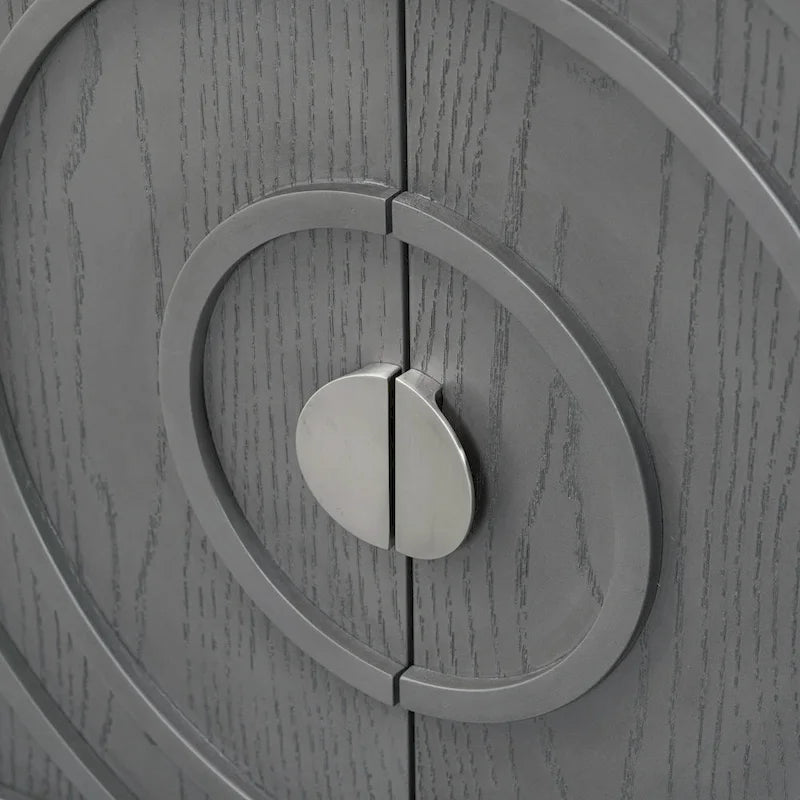 Porte de buffet rétro avec rainure circulaire Poignée de porte ronde en métal