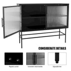Meuble de rangement à portes en verre trempé double avec étagère réglable