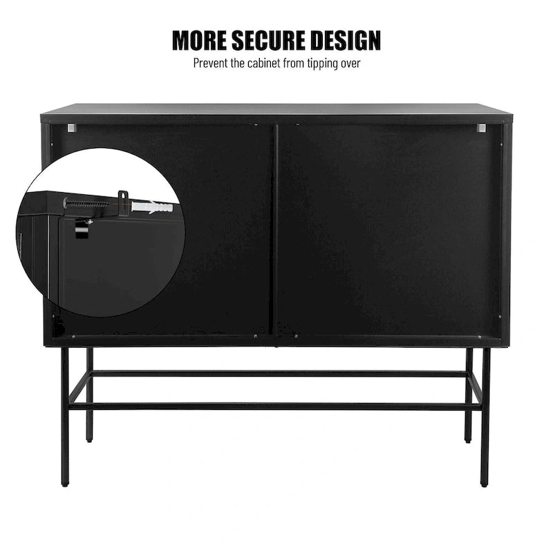 Meuble de rangement à portes en verre trempé double avec étagère réglable